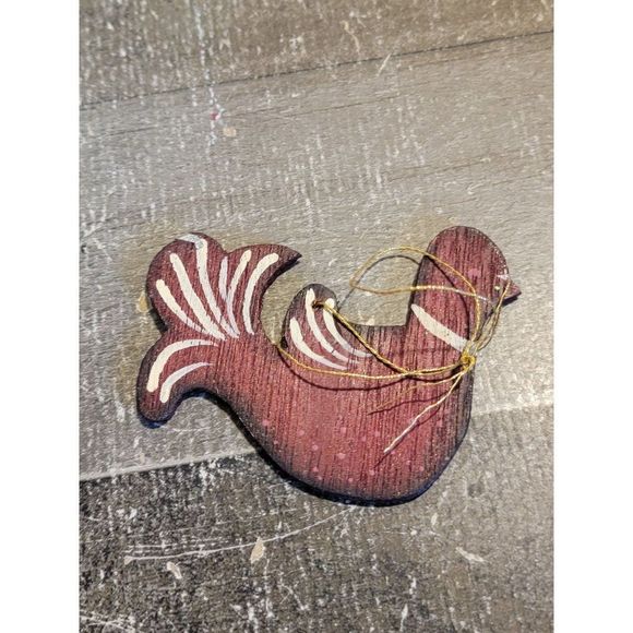 Wooden red bird ornament Xmas decor - Picture 4 of 4